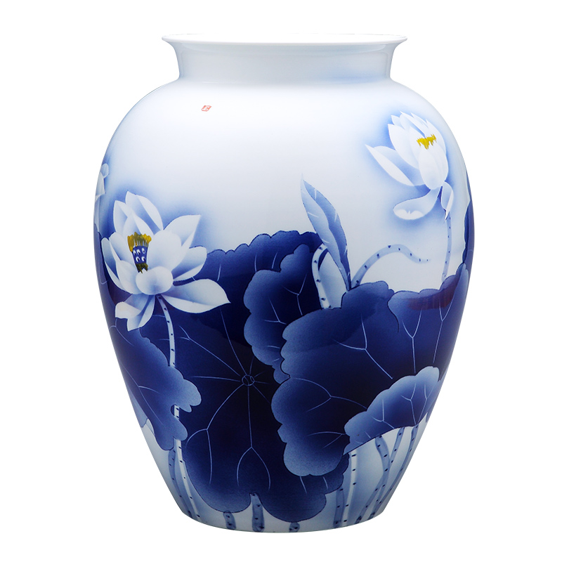 Blue and white porcelain vase hand - made porcelain of jingdezhen ceramics creative modern Chinese style household adornment flower arranging living room