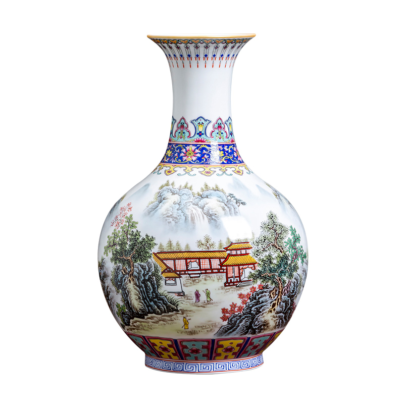 Porcelain of jingdezhen ceramics pastel landscape painting Chinese vase sitting room of Chinese style household act the role ofing is tasted furnishing articles of handicraft