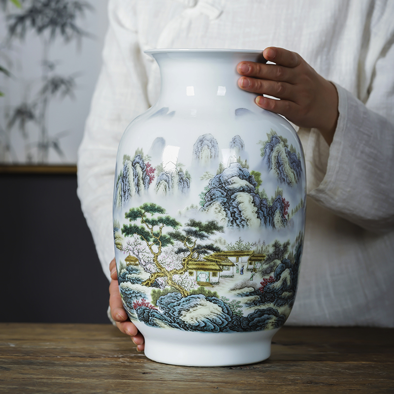 Jingdezhen ceramics pastel landscapes lucky bamboo vase furnishing articles sitting room home TV ark adornment arranging flowers