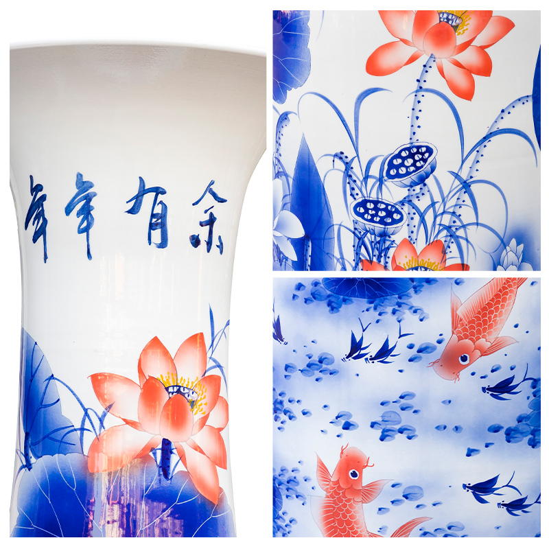 Jingdezhen ceramic floor big vase large furnishing articles hand - made the sitting room of Chinese style household act the role ofing is tasted decoration to the hotel opening