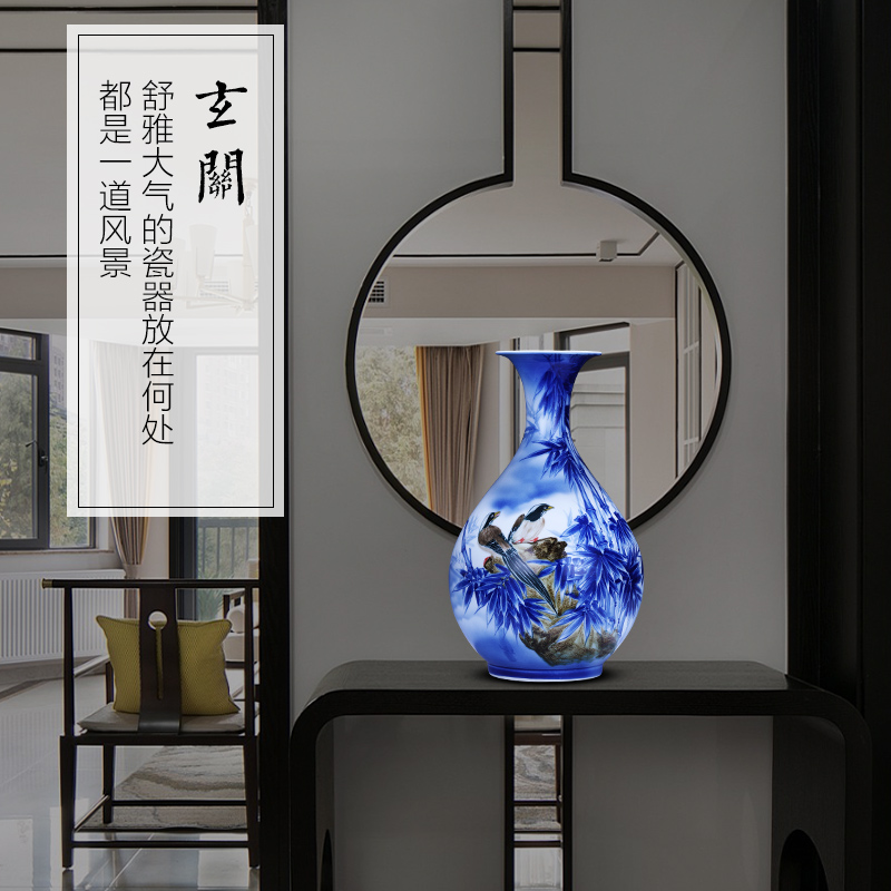 Jingdezhen ceramics hand - made of blue and white porcelain vase up creative Chinese I household adornment furnishing articles