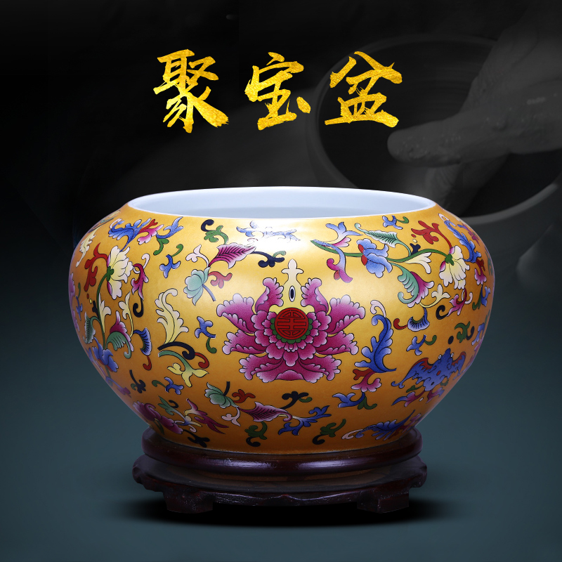 Jingdezhen ceramics cornucopia aquarium lucky decoration and furnishing articles tea to wash to the writing brush washer water shallow feng shui water lily flower pot