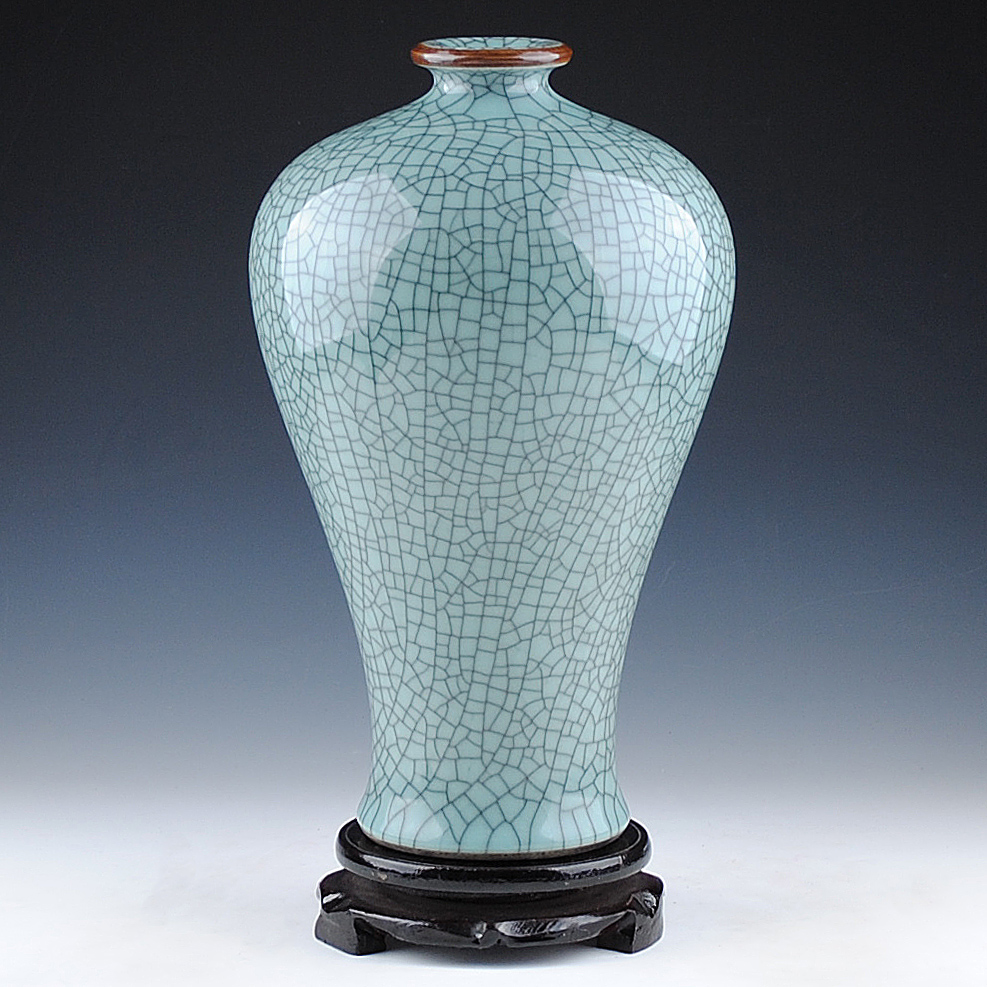 Jingdezhen ceramics green glaze crack open the slice antique vase up with mei bottle home handicraft furnishing articles restoring ancient ways