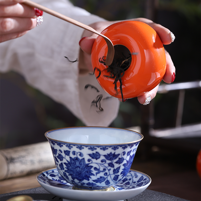 All the best ceramic little persimmon tea pot small sealed as cans and POTS creative jewelry handicraft furnishing articles