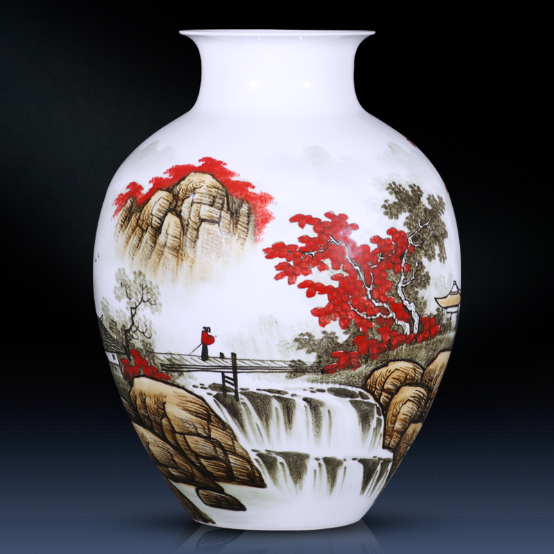 The Master of jingdezhen ceramic vase hand - made the mountain somebody else China modern Chinese style household decoration decoration TV ark