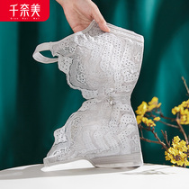 Qiannamis new underwear womens lace anti-sagging soft steel ring thin section gathered adjustment bra cover