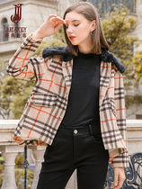 Classic Story 2021 Autumn New Fashion British Stripe Short Coat Warm Hair Lapel Loose Joker Coat