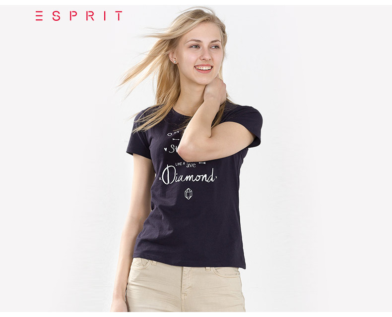 愛馬仕cc1710 ESPRIT EDC女士2020夏新品時尚全棉基本款短袖T恤-037CC1K036 愛馬仕包