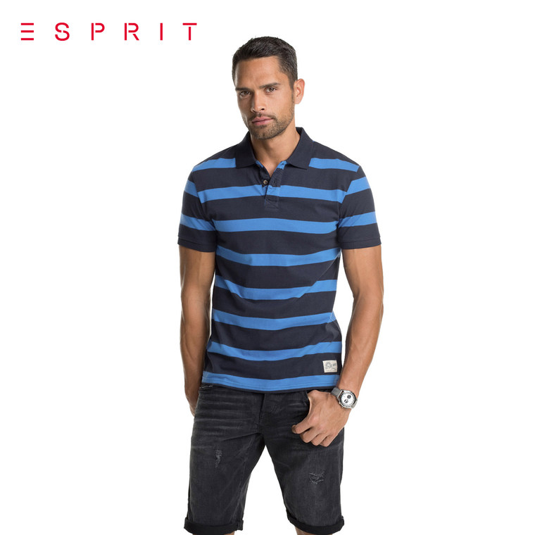 折 ESPRIT EDC 男士 夏季休闲撞色粗条纹T恤-055CC2K008吊牌价299