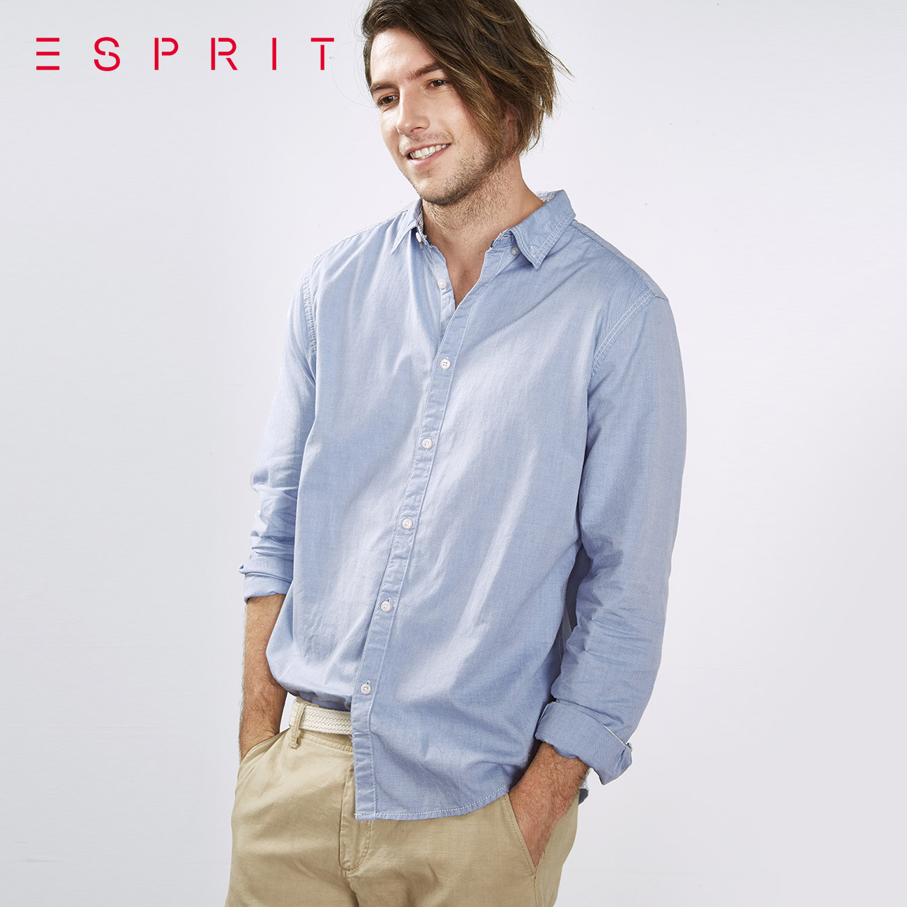 ESPRIT男士2016冬时尚潮流纯色长袖衬衫-106CC2F003产品展示图1