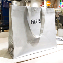 Paris bright silver simple all-match small waterproof large capacity shoulder travel bag portable environmental protection shopping bag womens bag
