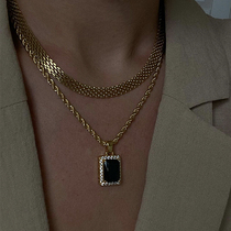 Wearring European and American Net red choker grid choker multi-color gemstone necklace female advanced cold wind