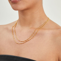 WEARRING double chain necklace Europe and the United States all-match high-end simple brass gold-plated bamboo chain non-removable