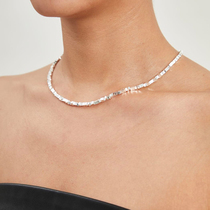 WEARRING Broken Silver Necklace Sparkling S925 Silver Stacked Versatile Clavicle Chain Fashion French Sweater