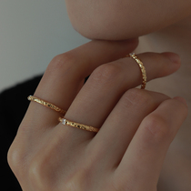 Wearring hand made retro irregular zircon flash diamond thin ring female Japanese and Korean simple Net red gold-plated ring