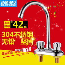 Faucet Hot and cold washbasin double hole faucet 304 washbasin faucet double hole basin stainless steel