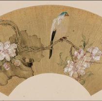 Qing Ren Kaoru Flower and Bird Fan ultra-high-definition electronic picture decoration spray identification copy Chinese painting material