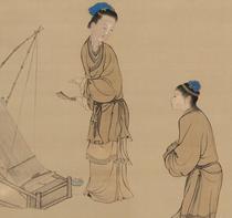 Qing Kangtaos Meng Mothers Godchild Picture Ultra-high-definition electronic picture decoration spray identification copy Chinese painting material