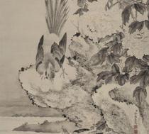 Qing Xuyang Peony Mountain Partridge Picture ultra-high-definition electronic picture decoration spray identification copy Chinese painting material