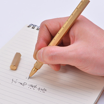 Hexagonal brass pen Metal pen holder Copper pen Neutral signature signature pen with scale Creative lettering Personality gift