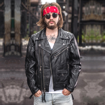 Leather leather mens lapel oblique zipper Harley riding motorcycle clothing first layer soft cowhide leather jacket youth jacket tide