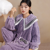 Anzhipajamas womens winter coral velvet thickened warmth and high sensations Chiroe casual outfits