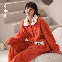 Anzhipajamas new pajamas womens autumn and winter coral velvet thick warm and lovely sweet home clothes set can be worn outside
