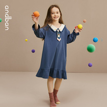 Anns companion girls nightgown spring and autumn childrens pajamas female cotton long sleeve sweet princess girl