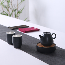 Silver tea set 999 sterling silver set Household Japanese-style quick cup one pot two cups Kung Fu tea cup Dry bubble plate tea cup