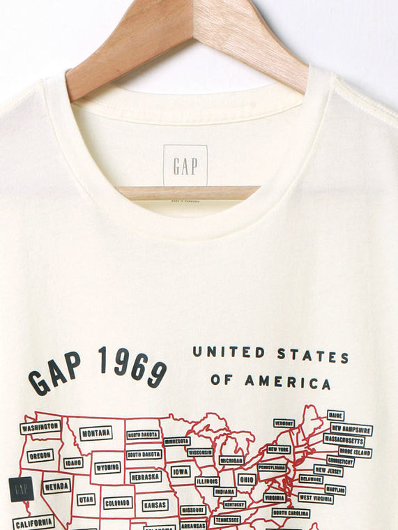 Gap纯棉创意美国版图印花短袖T恤|男装110664