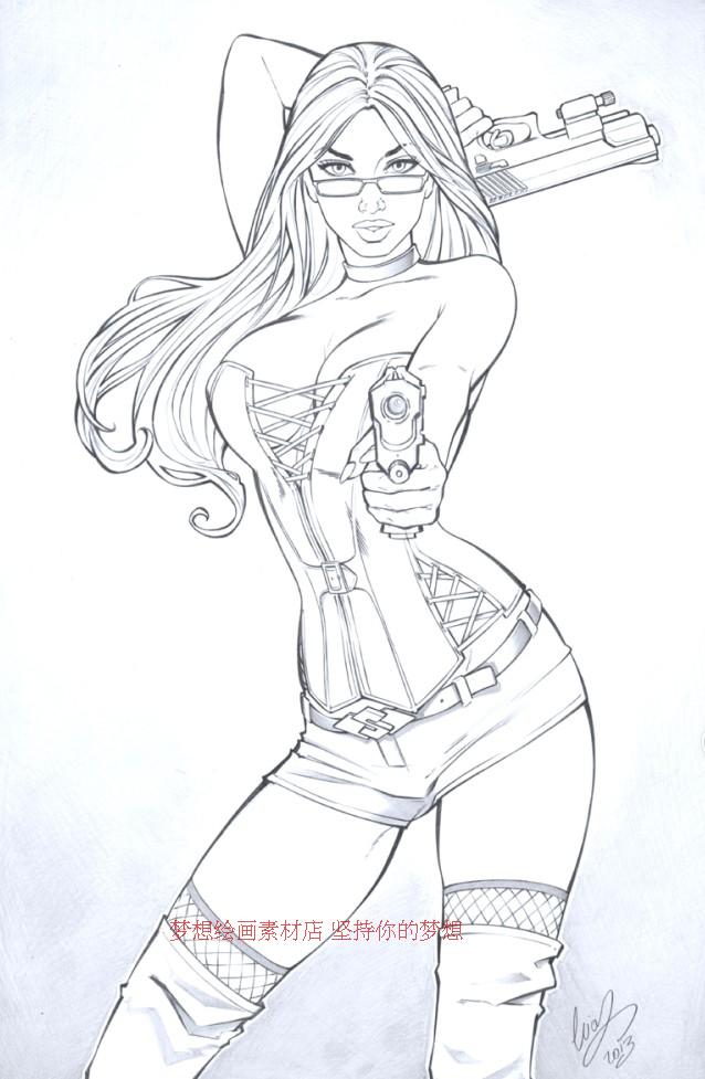 欧系女子线稿手稿集 - 漫画插画绘画设计参考素材