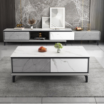Minimalist modern rock plate tea table TV cabinet combined willpower light lavish small family Nordic tea table living room home