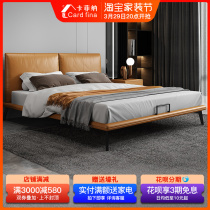 Italian Style Light Lavish Bed Extremely Simple Genuine Leather Bed Modern Minima Leather Bed 1 8 m Double beds Master bedroom Wedding Bed Outlet