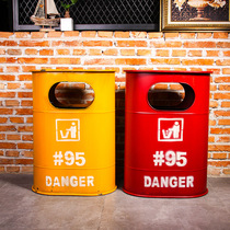 American Retro Industrial Wind Iron Art Oil Barrel Trash Cans Large Containing Barrel Bar Internet Cafe Restaurant Personality Pendulum