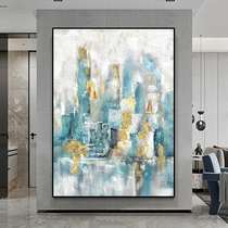 Notareart hand-painted oil painting prosperity light luxury city abstract hanging painting porch living room background decorative painting