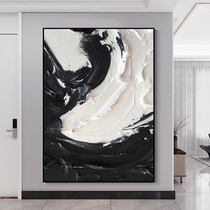Notareart hand-painted oil painting The Waves black and white abstract painting porch hanging painting wabi sabi wind living room decoration painting