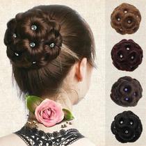 Wig woman with drill nine flowers pearl hair bag wig ring disc hairdresser curly hair clip pellet head fake hair ornaments