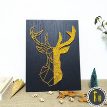 Nordic golden deer head yarn painting handmade diy nail winding painting table hanging wall decoration material package