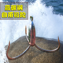 Factory high carbon steel three hooks with lead anchor fish hooks Three anchor hooks Three fork search fish hooks Luya hook with lead tuo paddling fish hooks