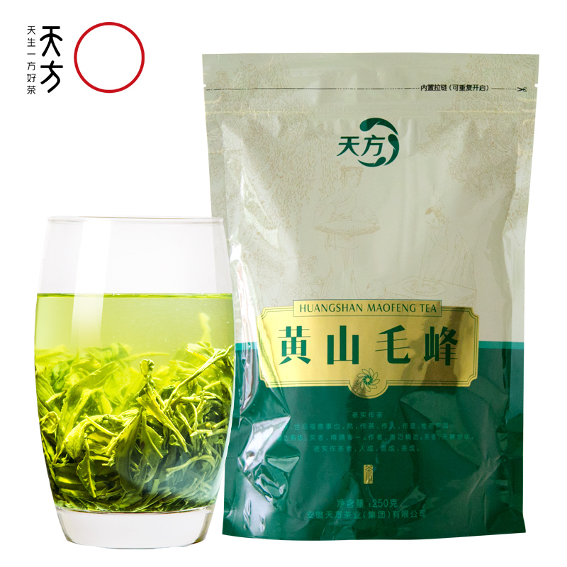 天方茶叶  黄山毛峰袋装绿茶春茶高山云雾毛尖茶散装徽茶250g产品展示图3