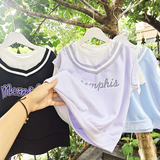 Beidoha children's short-sleeved T-shirt round neck pullover medium-sized children's fake two-piece sweatshirt boys and girls sports tops
Beidoha children's short-sleeved T-shirt round neck pullover medium-sized children's fake two-piece sweatshirt boys and girls sports tops