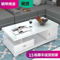 Piano paint simple modern tempered glass coffee table rectangular fashion living room table small house storage Round Corner