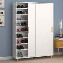 Nordic moving door shoe cabinet household sliding door entrance door simple porch cabinet large capacity storage multi-layer storage shoe rack