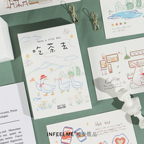 Infeel me warm boxed postcard ( eat tea and go to )30 entry hand-painted message blessing greeting card