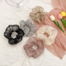 Japanese solid color large mesh large intestine hair circle female simple temperament elegant tie ponytail hair rope retro head rope