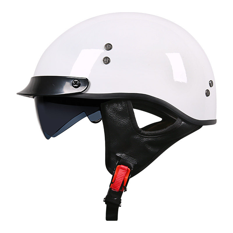 半盔夏季摩托车头盔男半覆式女复古机车电动车安全帽轻便个性瓢盔