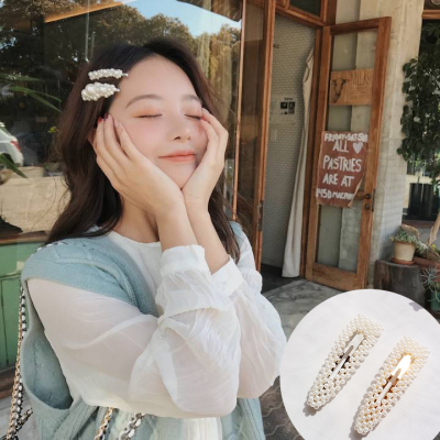 珍珠发夹女ins韩国一字边夹发饰网红少女bb夹边发卡2018新款头饰_熊猫