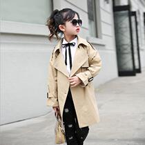 Girls windbreaker coat long spring and autumn foreign style fashionable Korean version 2021 new childrens coat female Princess