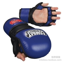 (Shipped from the United States)COMBAT Professional MMA gloves thickened leather half-finger sandbag training UFC gloves blue