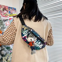 Single shoulder slanted satchel male tide card chest bag student day ensemble canvas 100 hitch and small bag ins overfire purse mens bag